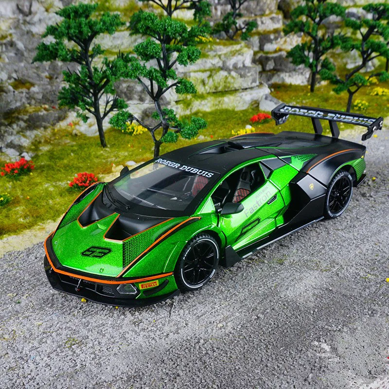 1:24 Scv12 Mode Car Model Diecast Car with Sound and Light Effects Spring-Loaded Action Scissor Doors Gifts