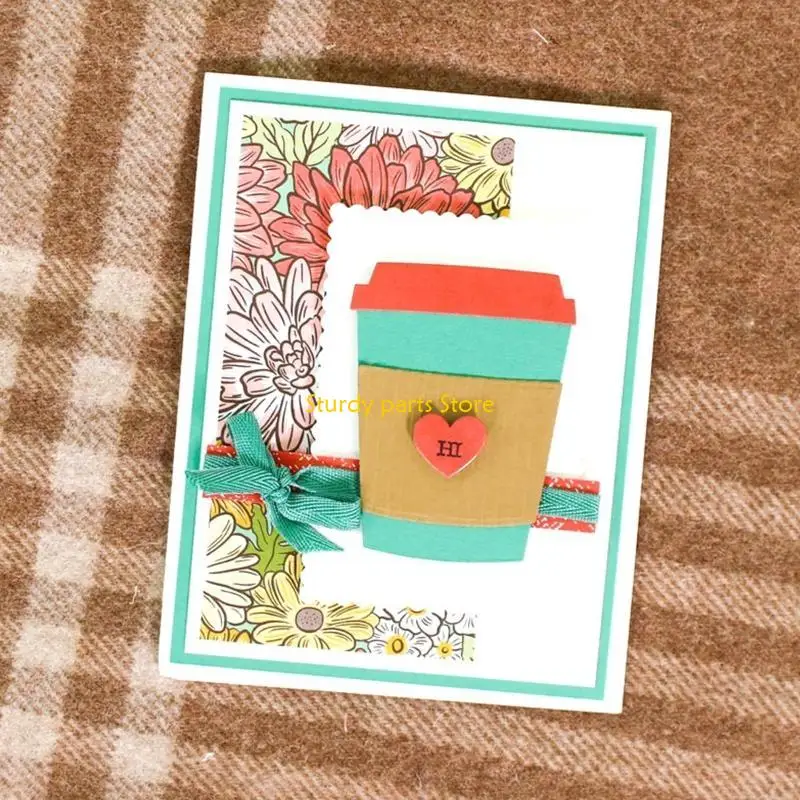 97QC Elegant Coffee Cup Cutting Dies Stencils for Scrapbooking Photo Album Embossing