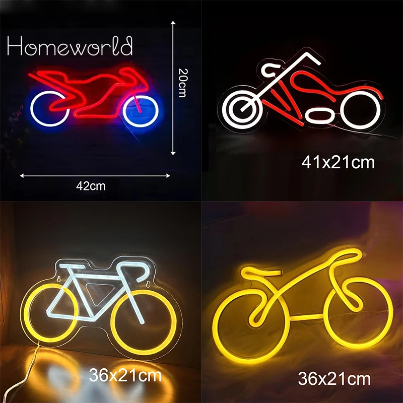

Motorcycle Bike Neon Sign Light Custom LED Auto Bicycle Neon Logo Decor Gym Teen Room Bedroom Bar Shop Club Wall with Dimmer