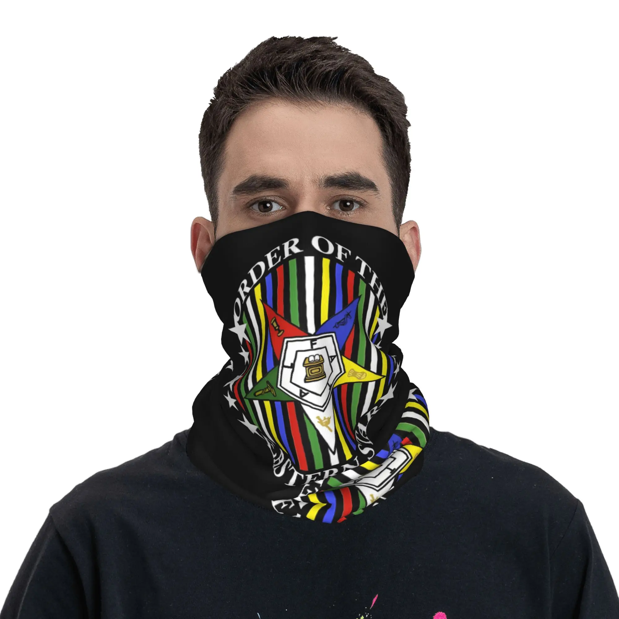Personalizado OES orden de la estrella oriental Logo círculo hermandad cuello polaina mujeres hombres protección facial UV Bandana de invierno bufanda para esquí