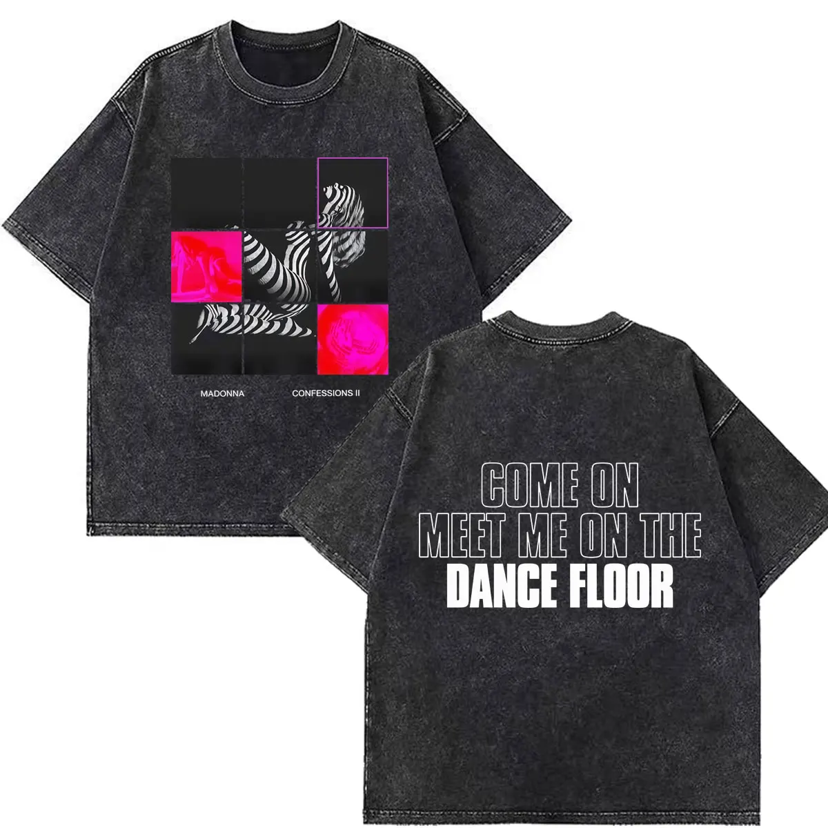 T-shirt graphique Madonna Confessions on A Dance Floor II Album 2026 pour hommes et femmes, mode Hip-hop, en coton, style vintage délavé