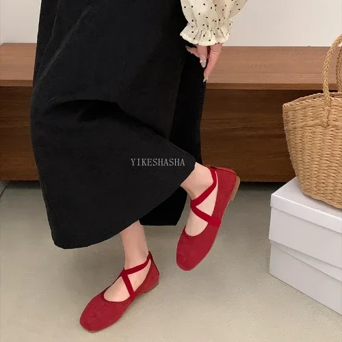 2024 New Spring Summer Flat Ballet Shoes Women\'s Shoes Retro Mary Jane Shoes Ballet Flats Women Zapatos Mujer