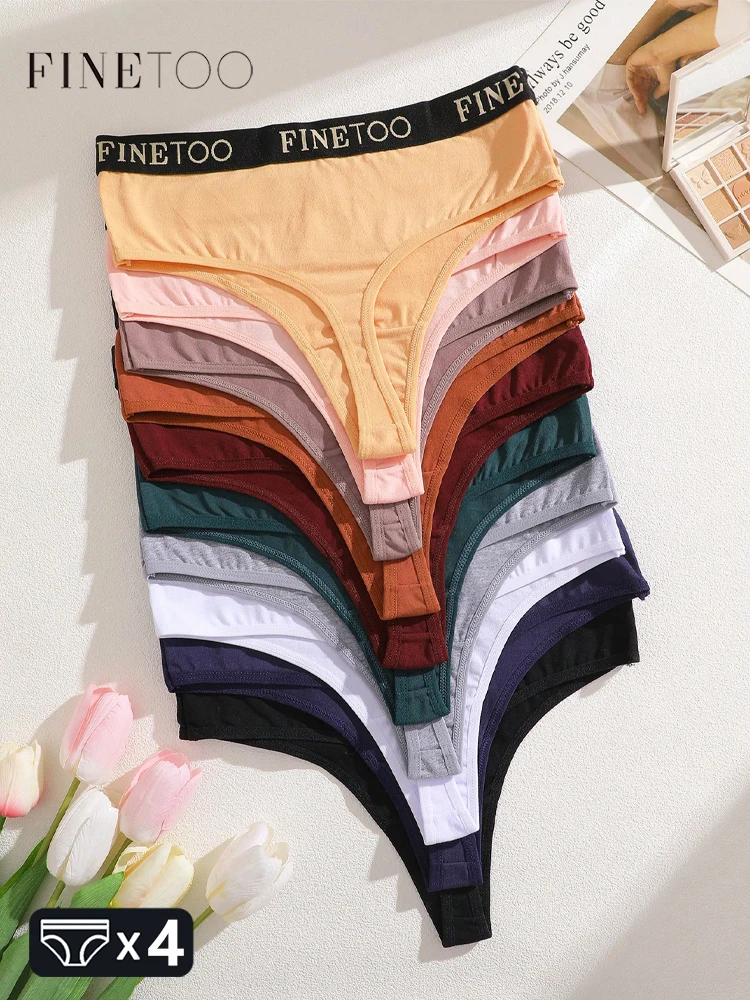 4 Stück Baumwoll-Unterwäsche in Kontrastfarbe mit hoher Taille, sexy Tangas für Damen, nahtlose, bequeme Höschen, dehnbare G-String-Dessous