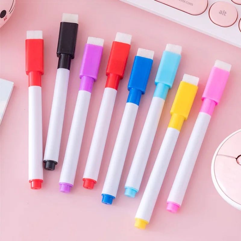 

8-color Bag Washable Color Core Black Core Whiteboard Pen With Brush Water-based Environmentally Friendly Erasable Pen
