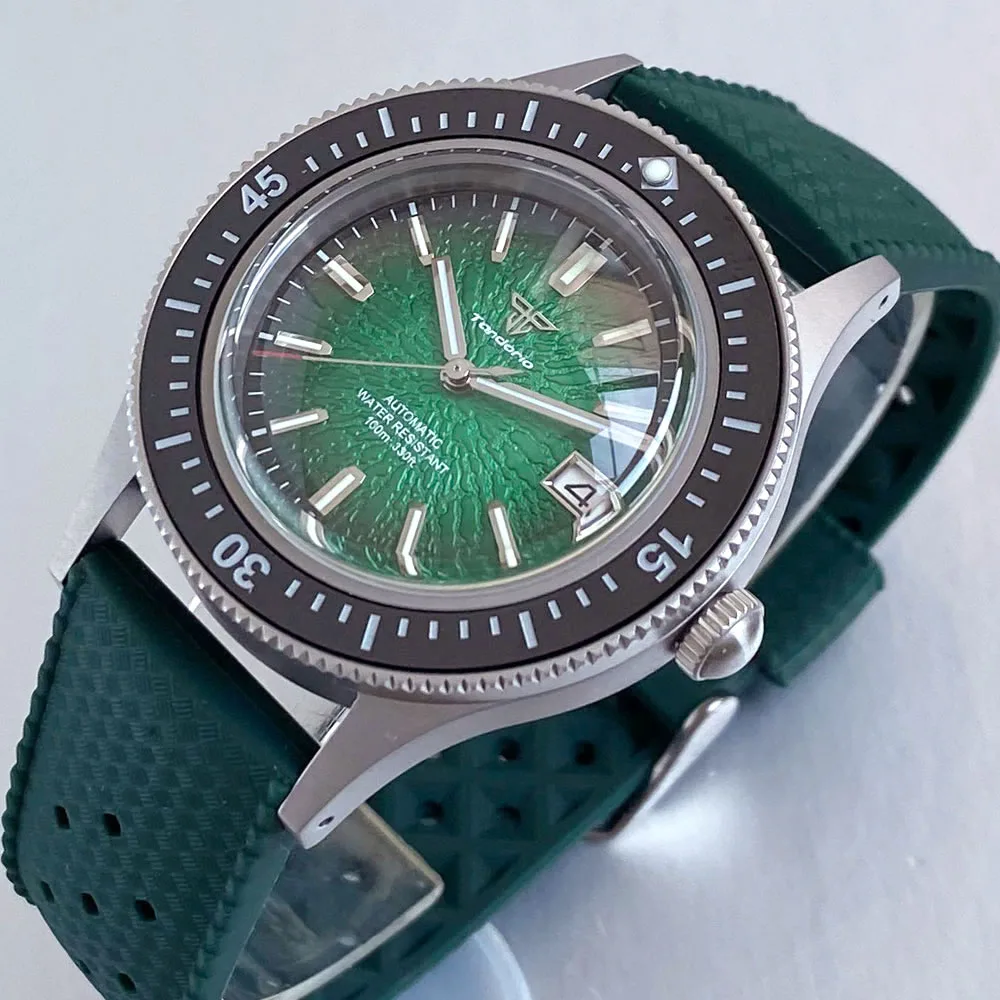 Tandorio Sapphire Glass 20ATM Mechanical Men's Watch For 50-Fathoms Style Green/Black Miyota 8215 Diver Automatic Watch Lume