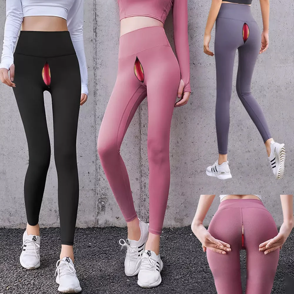 

Women Tummy Control Workout Leggings High Waist Open Crotch Gym Petite Yoga Pants