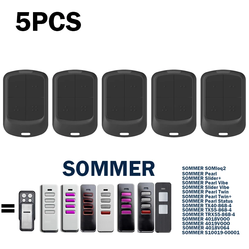5PCS For SOMMER Pearl Vibe Twin Status 4018 4019 TX55-868-4 4018V000 Garage Door Remote Control Electric Gate Opener