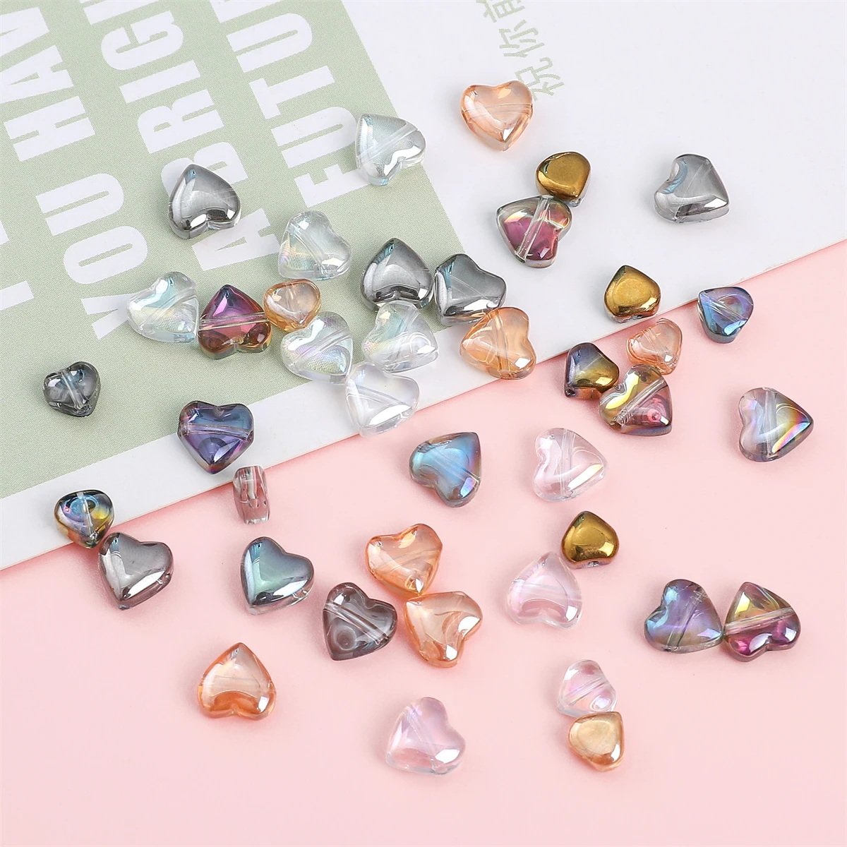 10pcs 6/8mm Heart Shiny Colors Crystal Glass Beads Heart Shape Charm Beads for Necklace Bracelet Earring DIY Jewelry Making