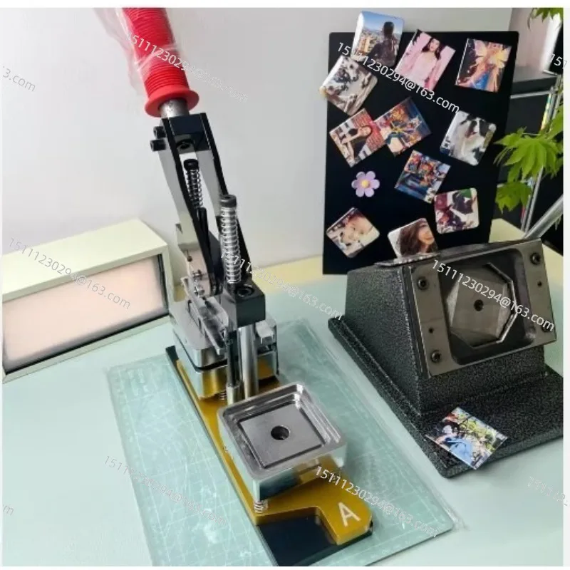 

50×50mm New DIY Square Custom Photo Kit Fridge Magnet Press Maker Machine With Paper Cutter+100pcs Blank Magnetic Consumables