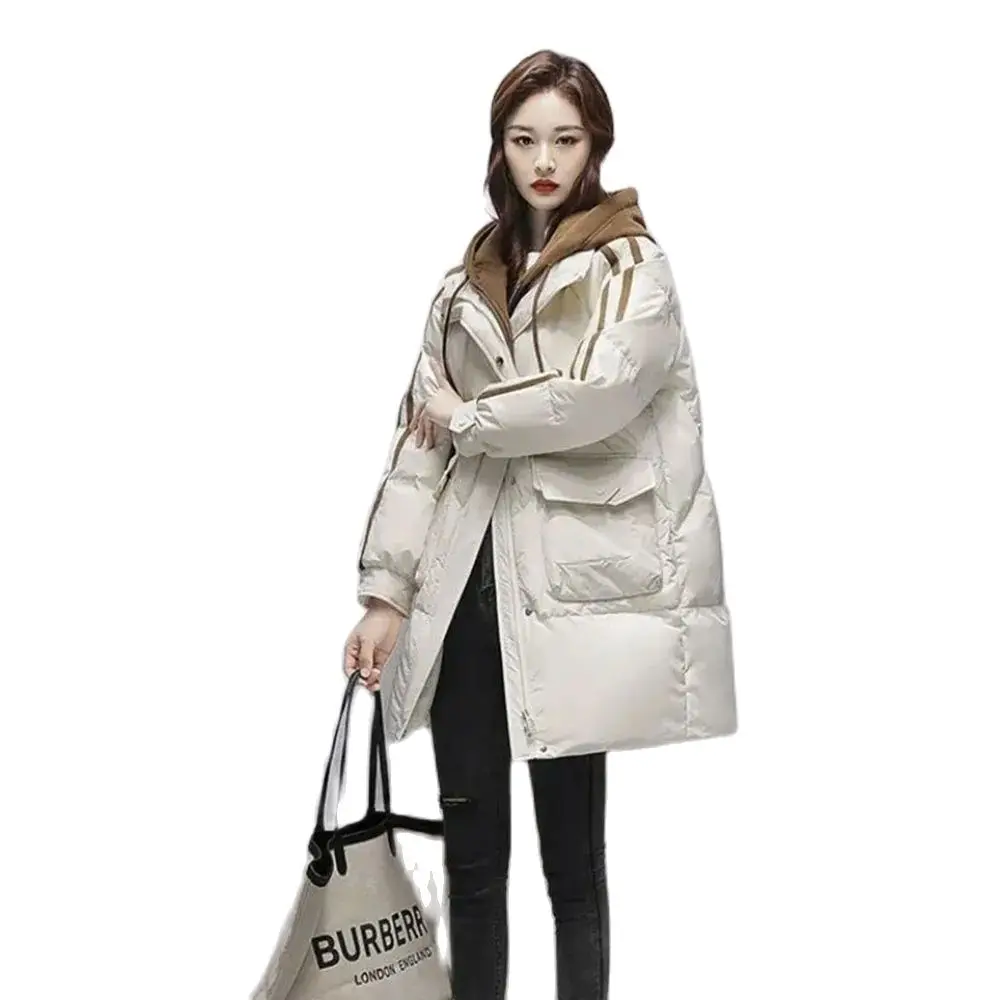 

Fashion Long Down Cotton-padded Jacket Women's Winter 2024 New Loose Slim Warm Fake Two-piece Cotton-padded Jacket Tide.