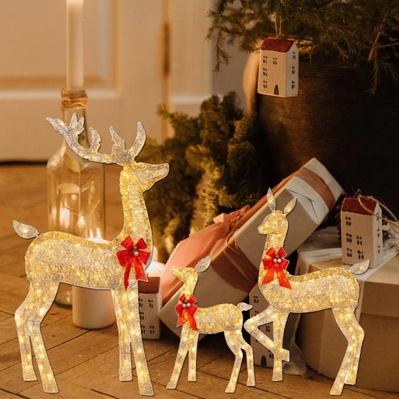 3 Pack Christmas Light Reindeer Outdoor Decorations Christmas Ornaments With Light Suitable for Lawn Corridors high quality