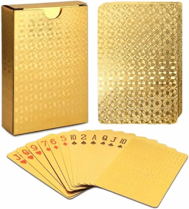 Waterproof High Definition Playing Cards PVC Playing Cards Gold Black Washable for Parties and Games