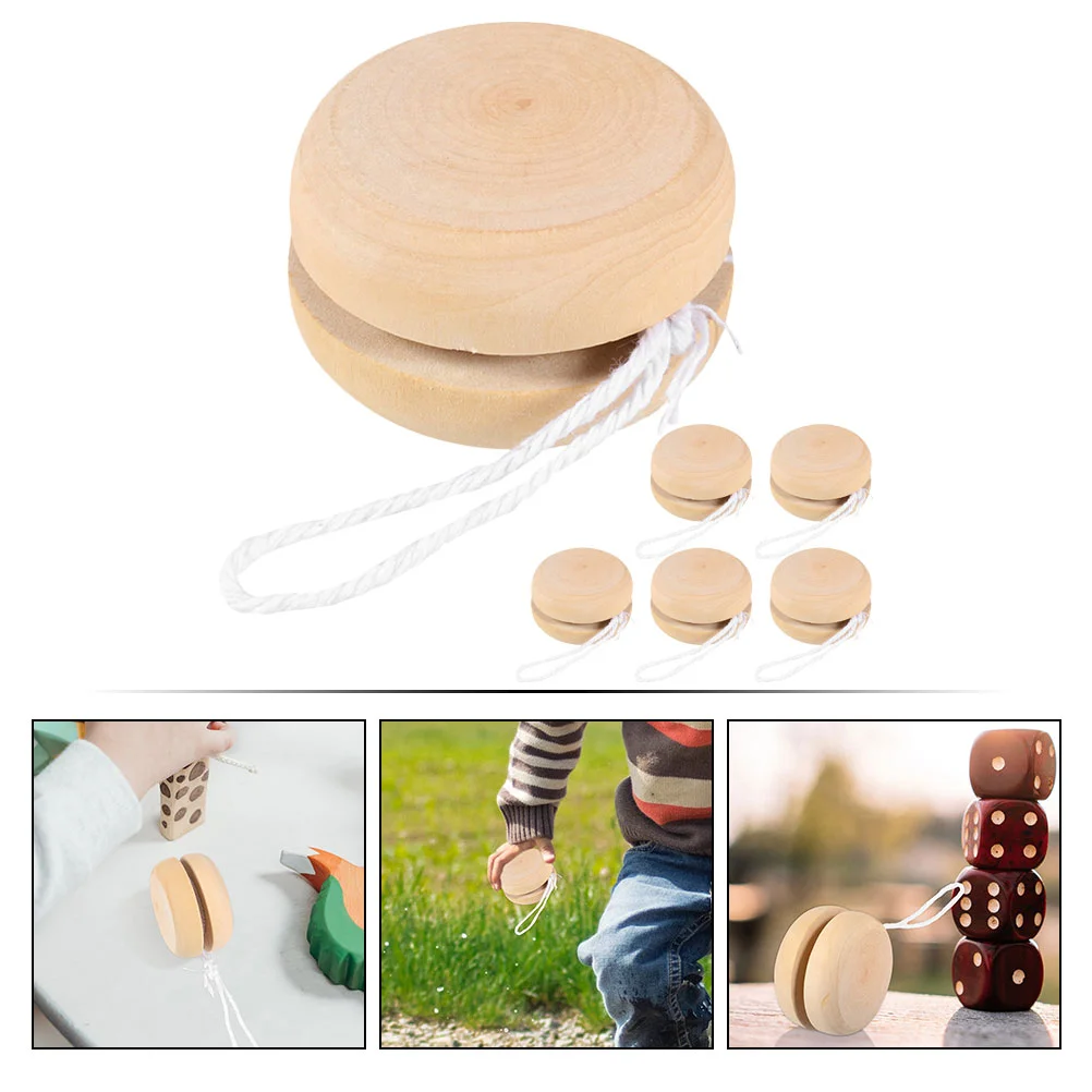 6 Pcs Wooden Yo-Yo Balls Kids Drawing Toys Yoyo Graffiti Blank Children Painting