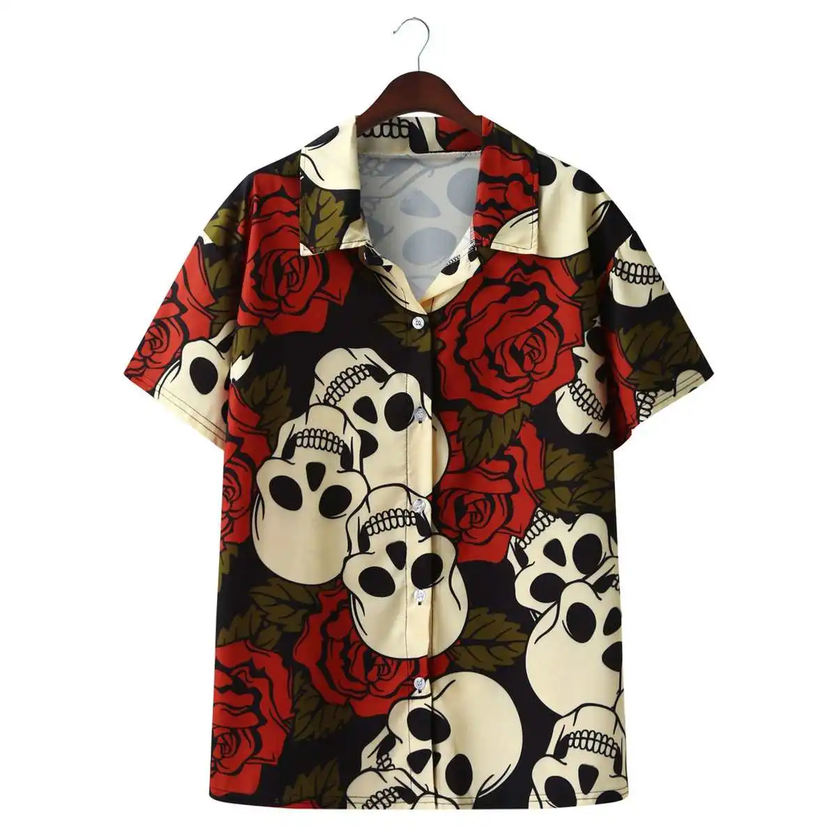 

Summer Men's Skull Print ort Sve irt Ice Sensation Sun Protection Treaent Cotton Stand Fit adient Sle