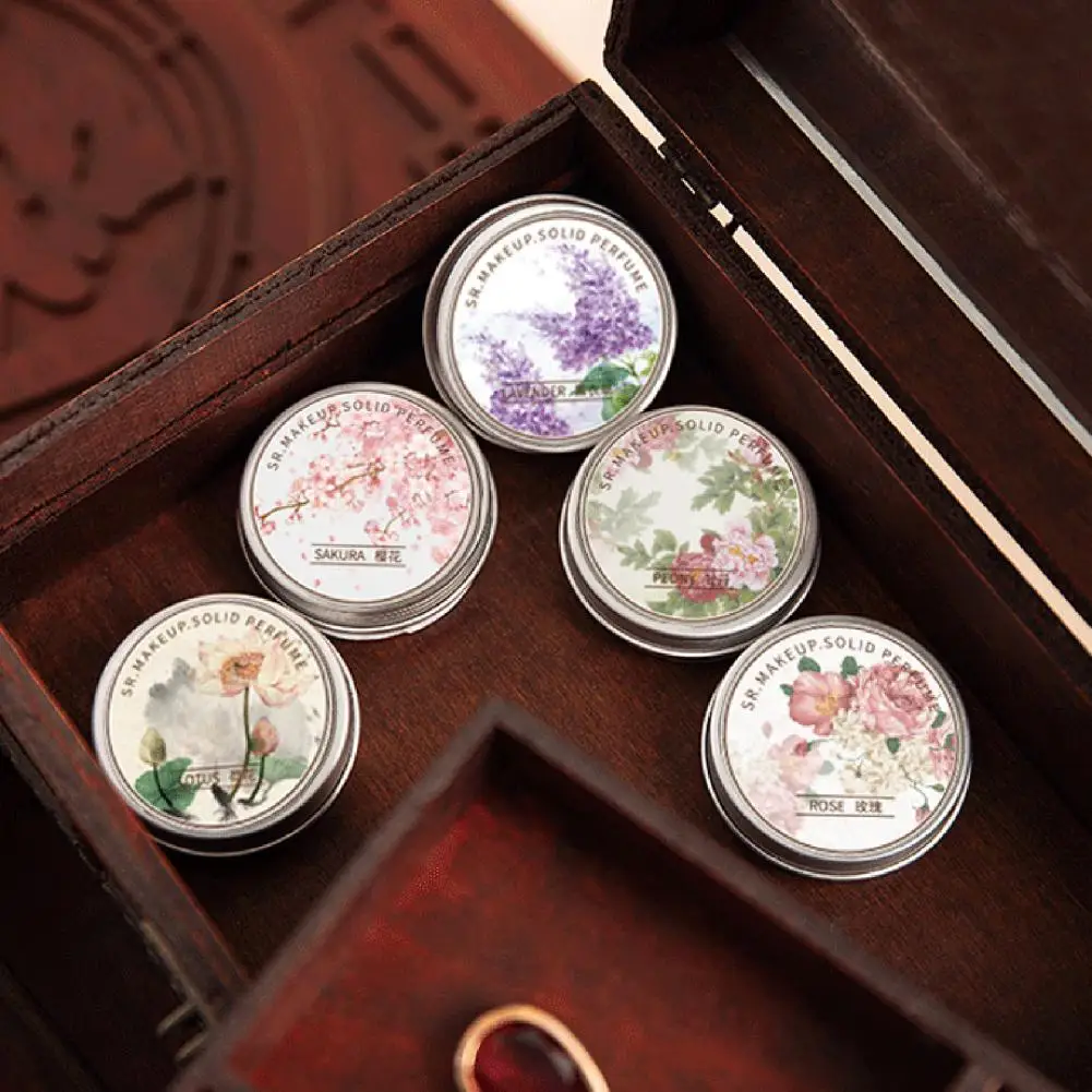 Elegant Women Solid Perfume Chinese Style Body Aroma Balm Long-lasting Rose Lavender Floral Fragrance Portable Solid Balm