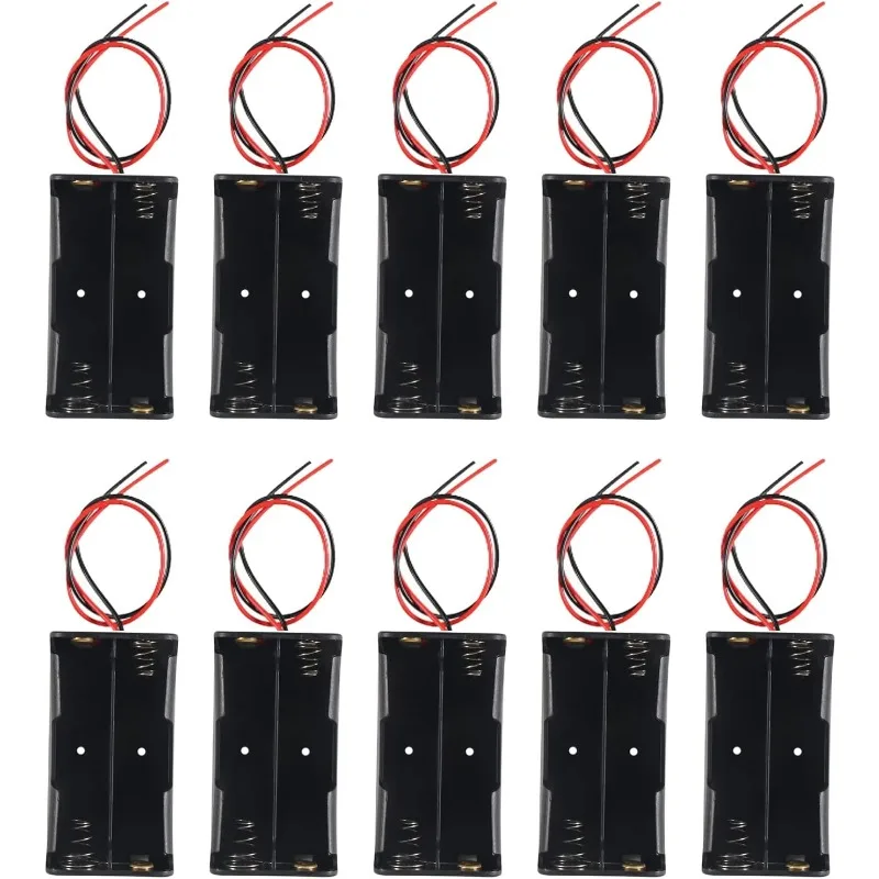 5/10pcs 18650 Battery Clip, 2 Slots 3.7V DIY Battery Storage Box in Series Plastic Batteries Case for 18650 Battery with Wires