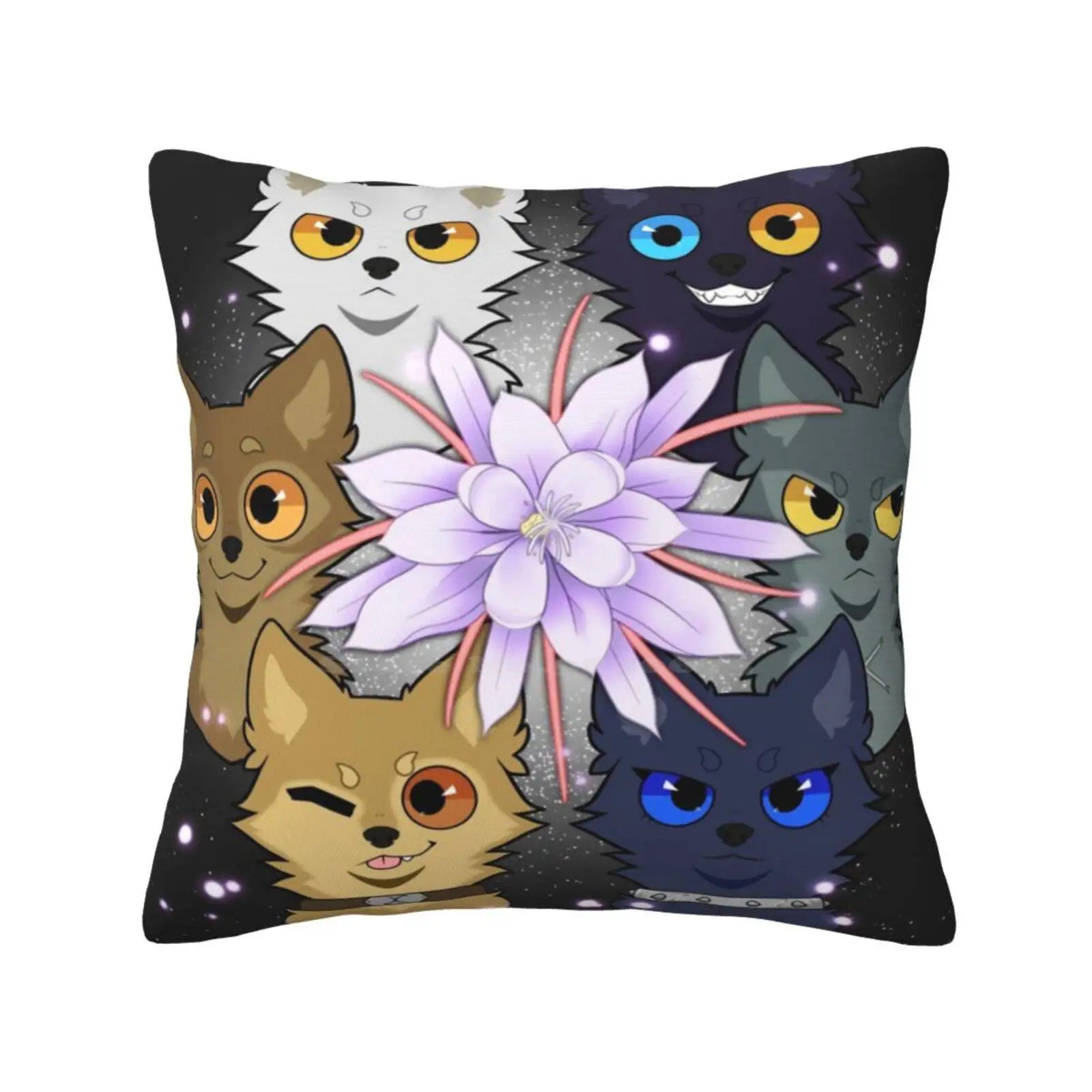 Wolfs Rain Pups Fashion Sofa Throw Pillow Cover Pillowcase Wolfs Rain Fan Art Cute Pups Flower Cheza Kiba Toboe Darcia Tsume