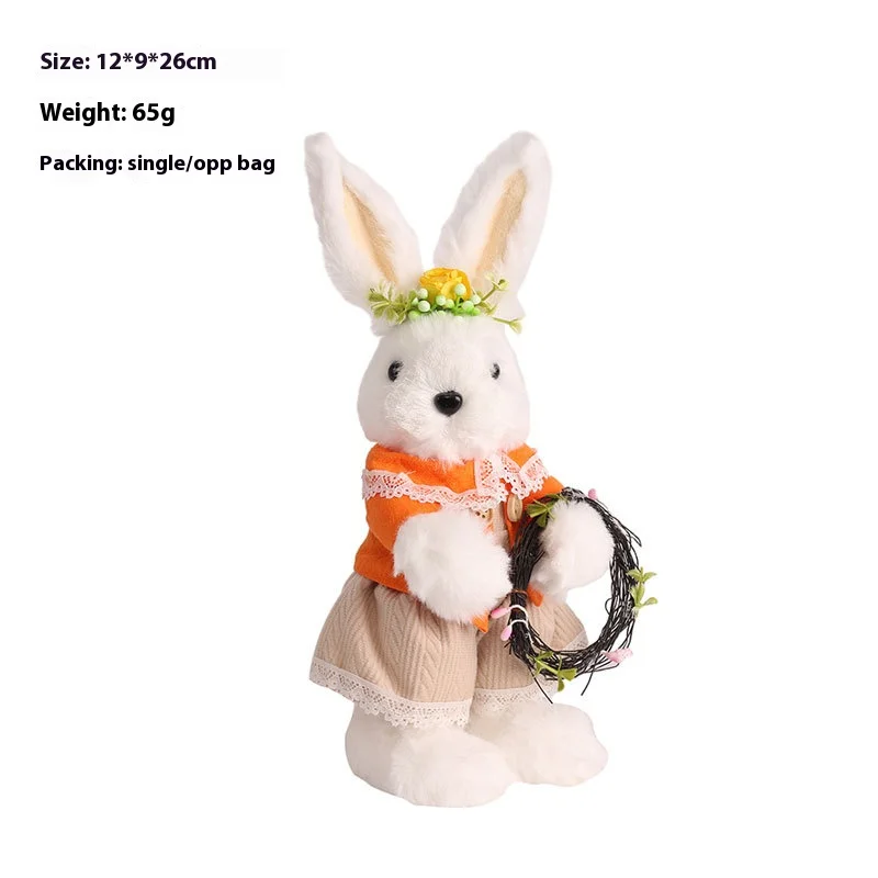 Easter Plush Rabbit Decorations Cute Easter Bunny Figurine Ornament Home Table Wedding Indoor Living Room Luxury Home Decor Gift
