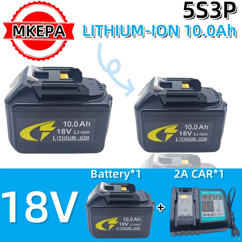 

Lastest Upgraded 18V 10.0Ah Battery for 18V Power lpega Tool Replacement BL1860 BL1850 BL1840 battery