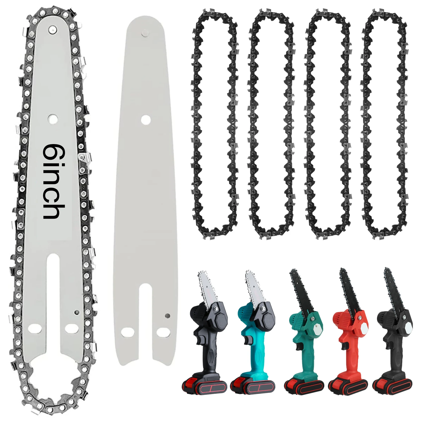 

Y50A-10PCS 6 Inch Sharp Chain And Guide Rail Set For Mini Saw Special Chain Hardware Tool Saw Chain
