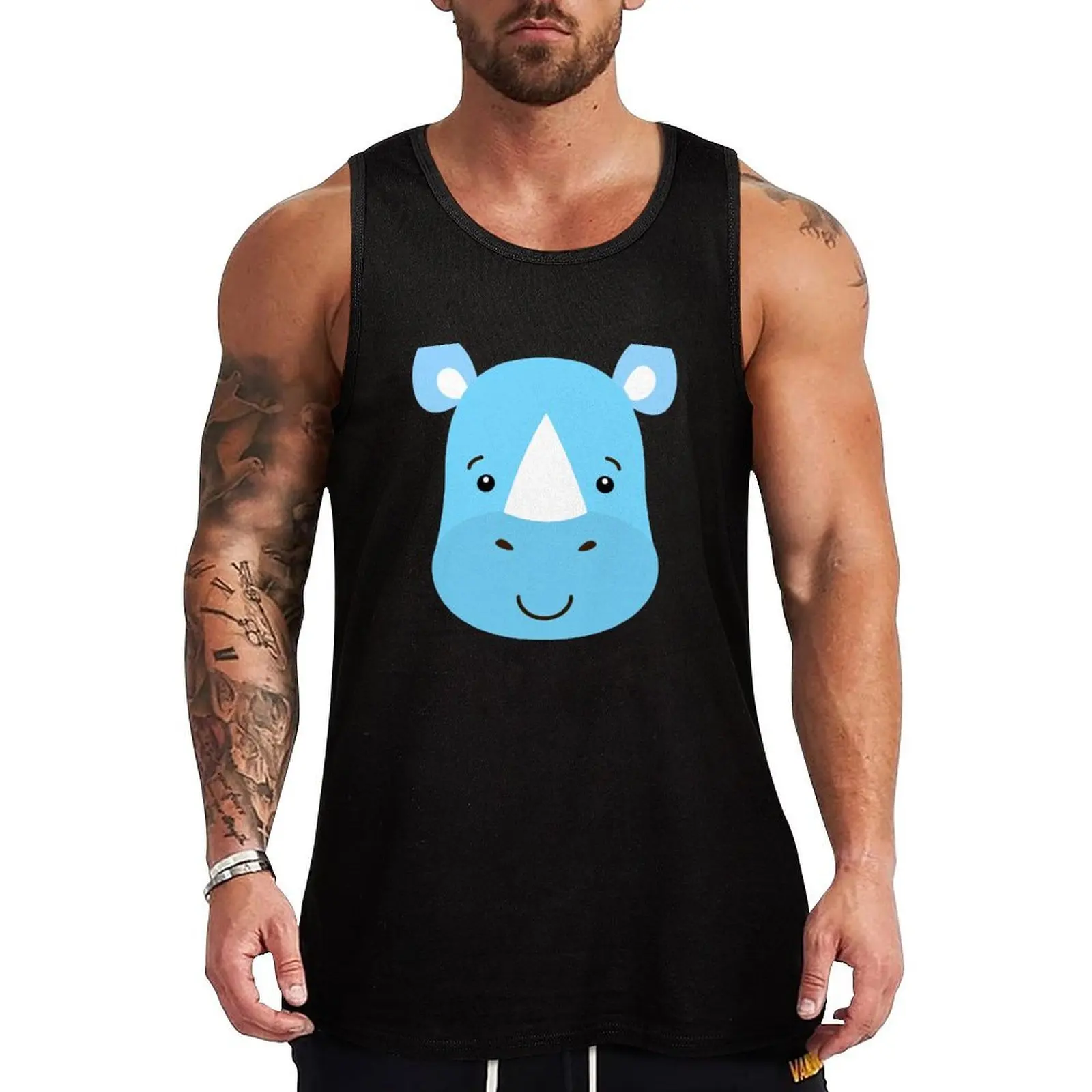 Rhino head Tank Top Breathable Athletic Tank Top Workout Quick Dry Shirt