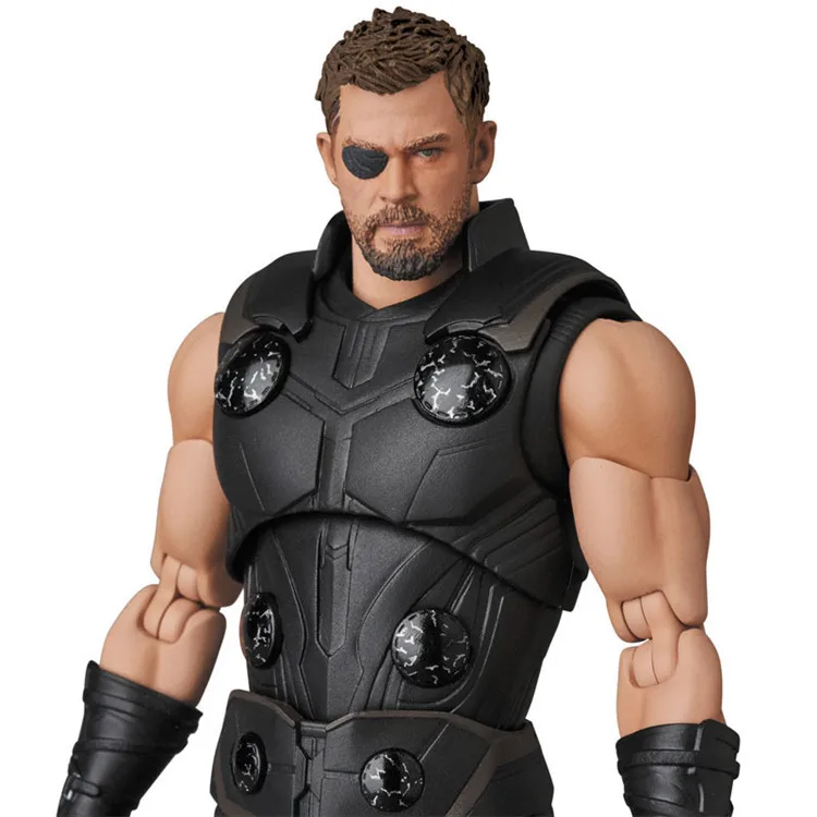 Avengers Thor Action doll Submachine Gun Axe Interchangeable Head Hinged PVC Collectible Model Toy with Display Stand Gift