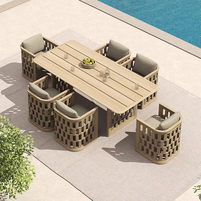 

Outdoor tables and chairs courtyard teak dining table B & B waterproof outdoor open-air garden