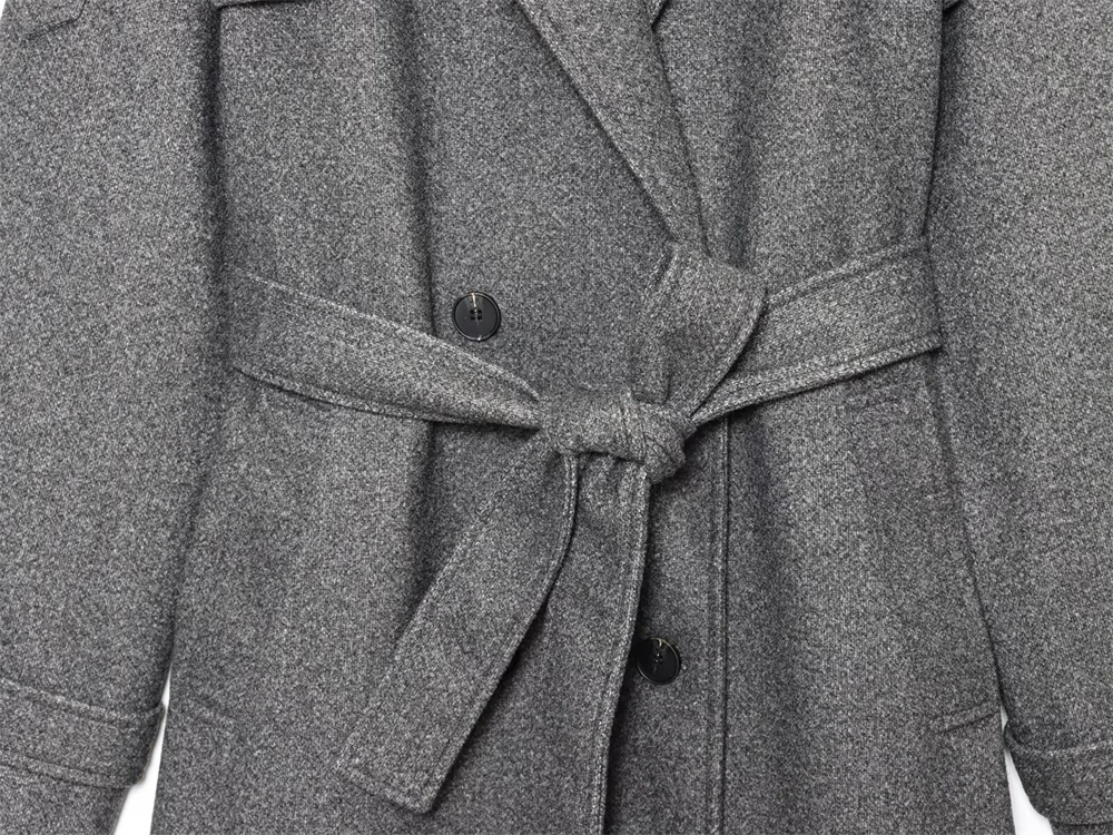 Damesjas 2025, nieuwe mode herfst winter vintage premium wollen riemjas voor dames, casual chique dameskleding