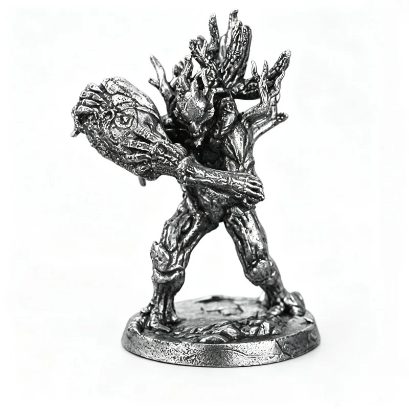 Metal Tree Spirit Guardian Miniature Figurine, Solid Metal Treant Chess Piece, Desktop Decoration Collectible Gift
