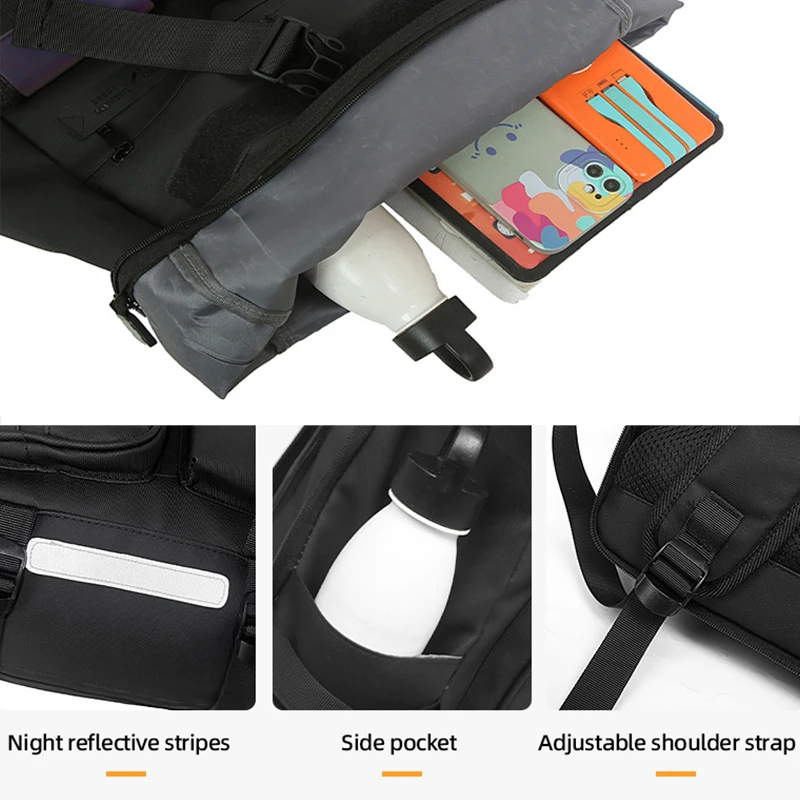 حقيبة ظهر للرجال حقيبة كتف للسفر للمشي لمسافات طويلة في الهواء الطلق حقيبة تخزين متعددة الأغراض حقيبة كمبيوتر كبيرة للكلية حقيبة ظهر ملفوفة #3