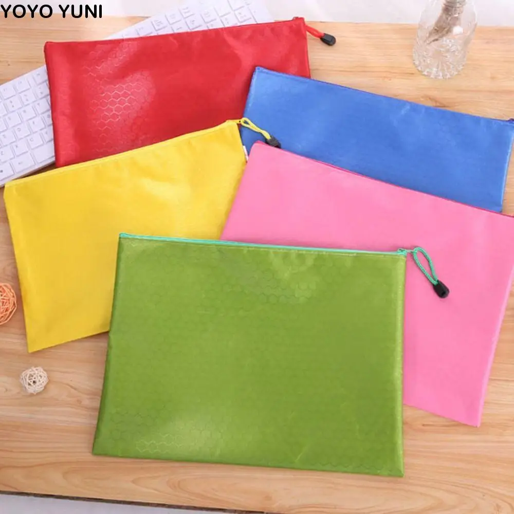 

Color A4 Zipper File Bag Portable Oxford Cloth File Folder Thickened Waterproof Stationery Storage Mesh Bag