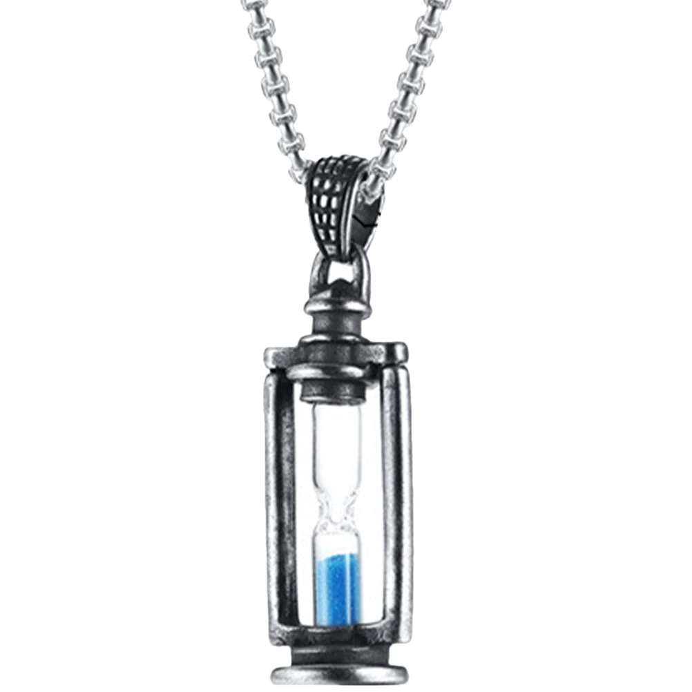 

Necklace Retro Hourglass Pendant Titanium Steel Man Jewelry Vintage Necklaces for Men Cool