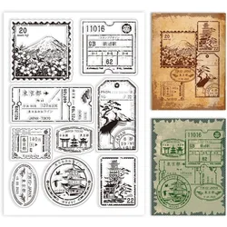 Japanese Stickers Clear Stamps Mount Fuji Decorative Clear Stamps Silicone Stamps for Card Making and Photo Album Decor