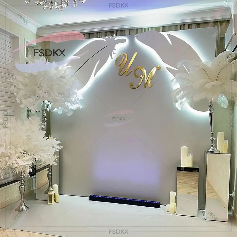 

Factory New Arrival Luminous Backdrop Wedding Background LED White Acrylic Backdrop With Stage