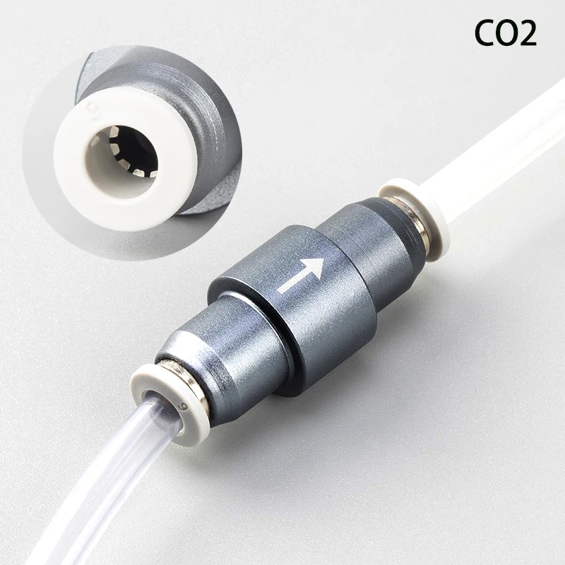 CO2 Check Valve Aquarium CO2 Metal One-Way Check Valve Quick Plug 4X6mm Gas Pipe Interface Fish Tank CO2 Accessories