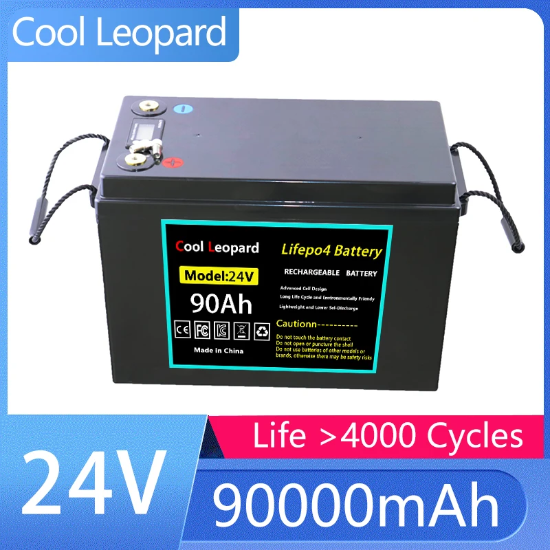 LiFePO4 Battery CooI Leopard 24V 90Ah Energy Storage Off Grid RV for Toy Car Solar Energy Replacement Most Backup Power Home