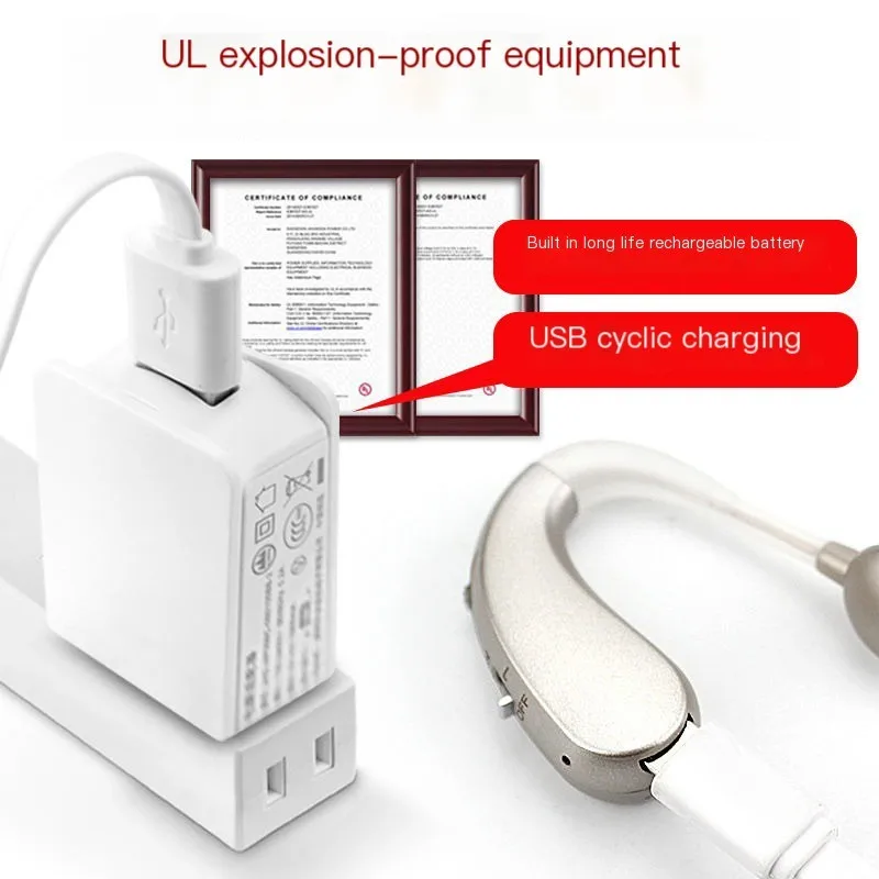 Boost Hearing Earphones Ear Hook Charging Comfort Assisted Listening Headset Adjustable Sound Single Earbud For Elderly People