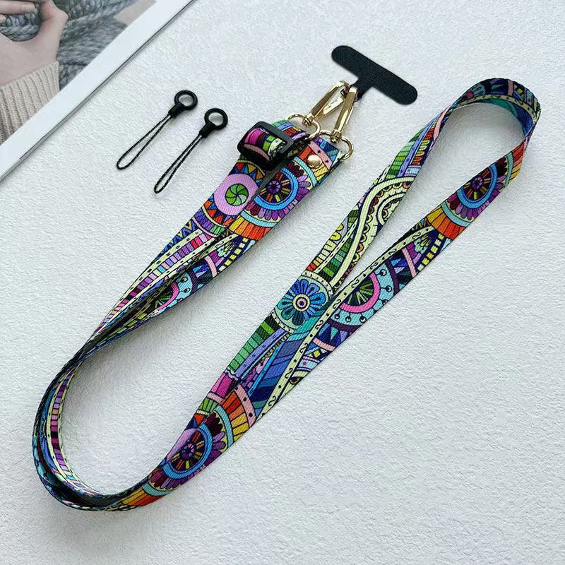 Upgraded Version Of Retro Pattern Diagonal Strap Adjustable Mobile Phone Long Lanyard Hanging Neck To Prevent Losing Rope