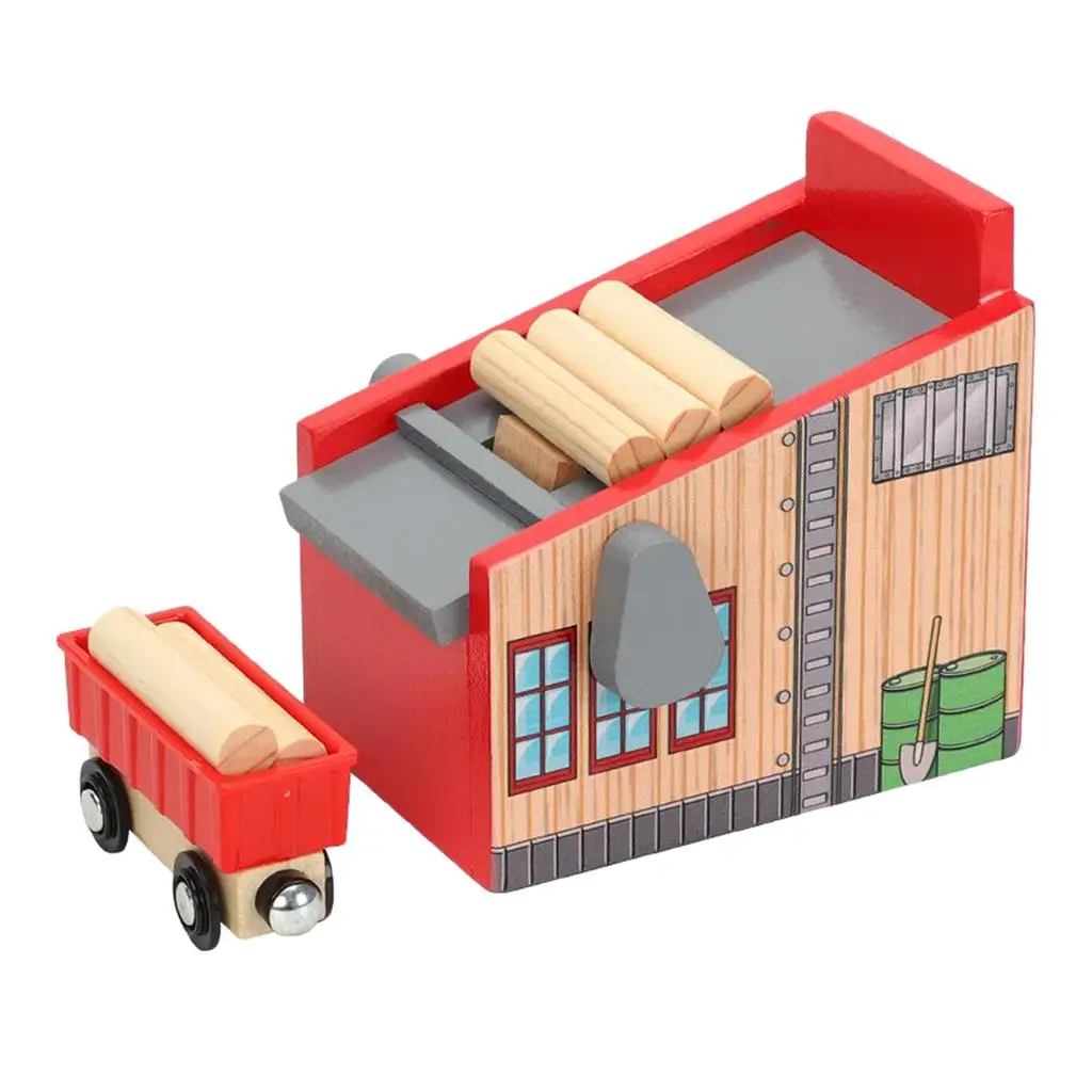 Wooden Train Track Logging Site Accessories Railway Diecast Educational Toy for Kids Gifts