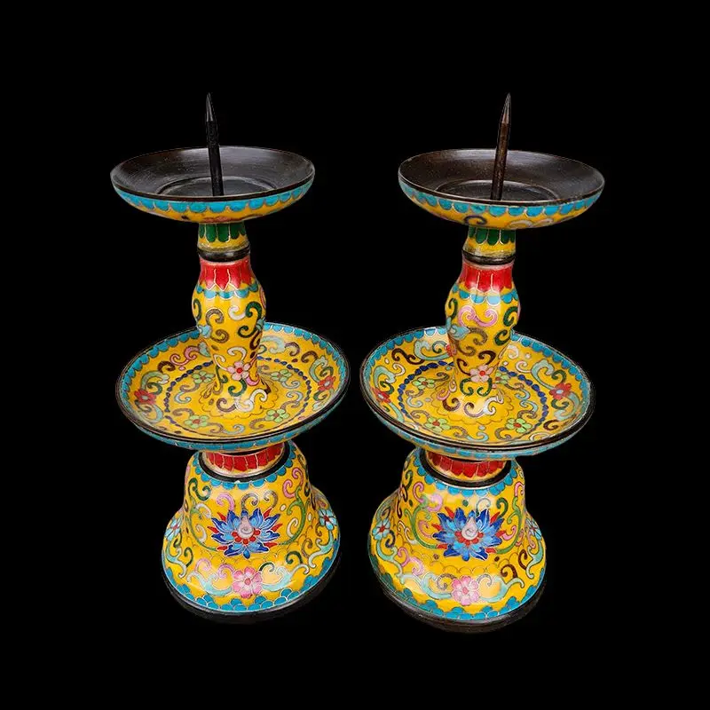 Brass candle holder, enamel color bronze ware, handicrafts, ornaments, household goods, wax table