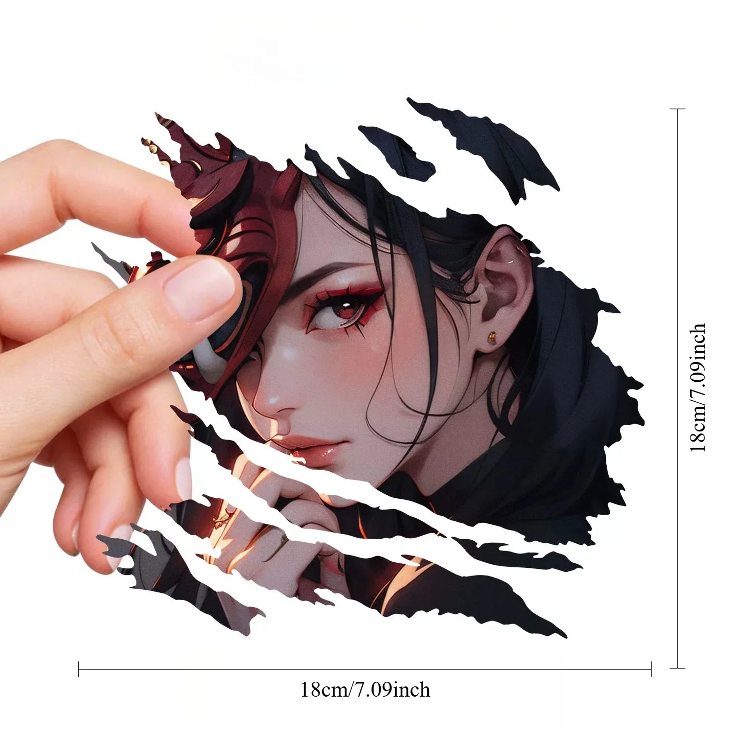 Waterproof Self-adhesive Torn Style Japanese Hannya Mask Girl Anime Vinyl Decal for Motorcycle Helmet Car Window Decor