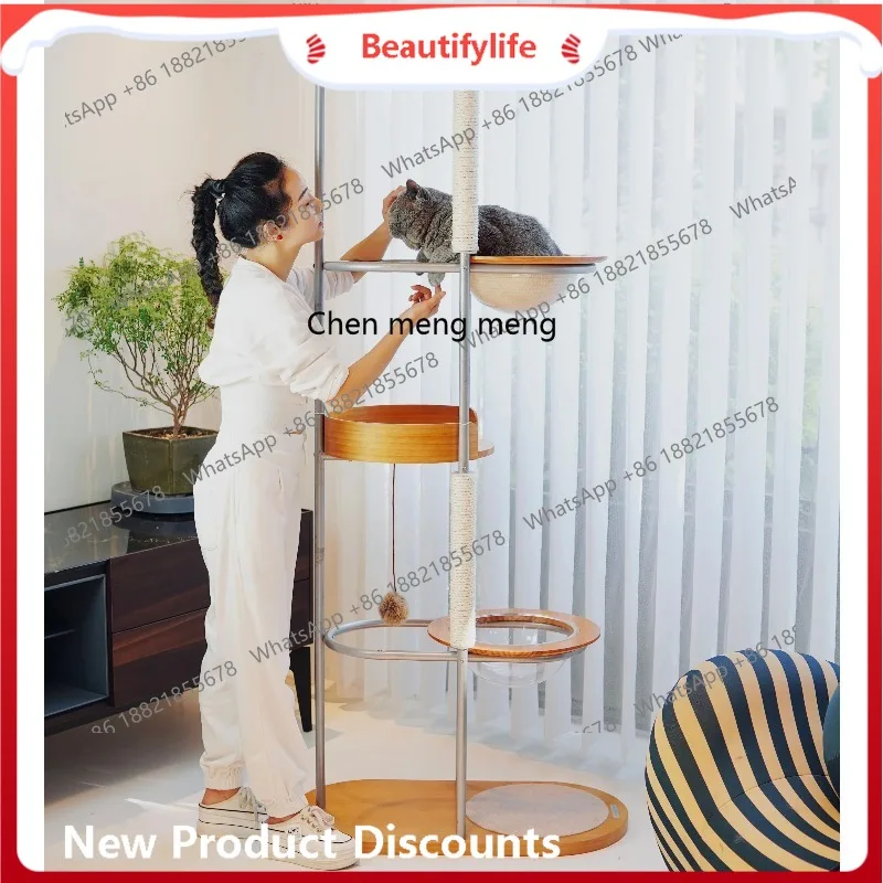 

Скидки Минималистичный дизайн рамы для лазания для кошек, космическая капсула, гнездо для лазания для кошек из цельного дерева, встроенная высота, кошачье дерево