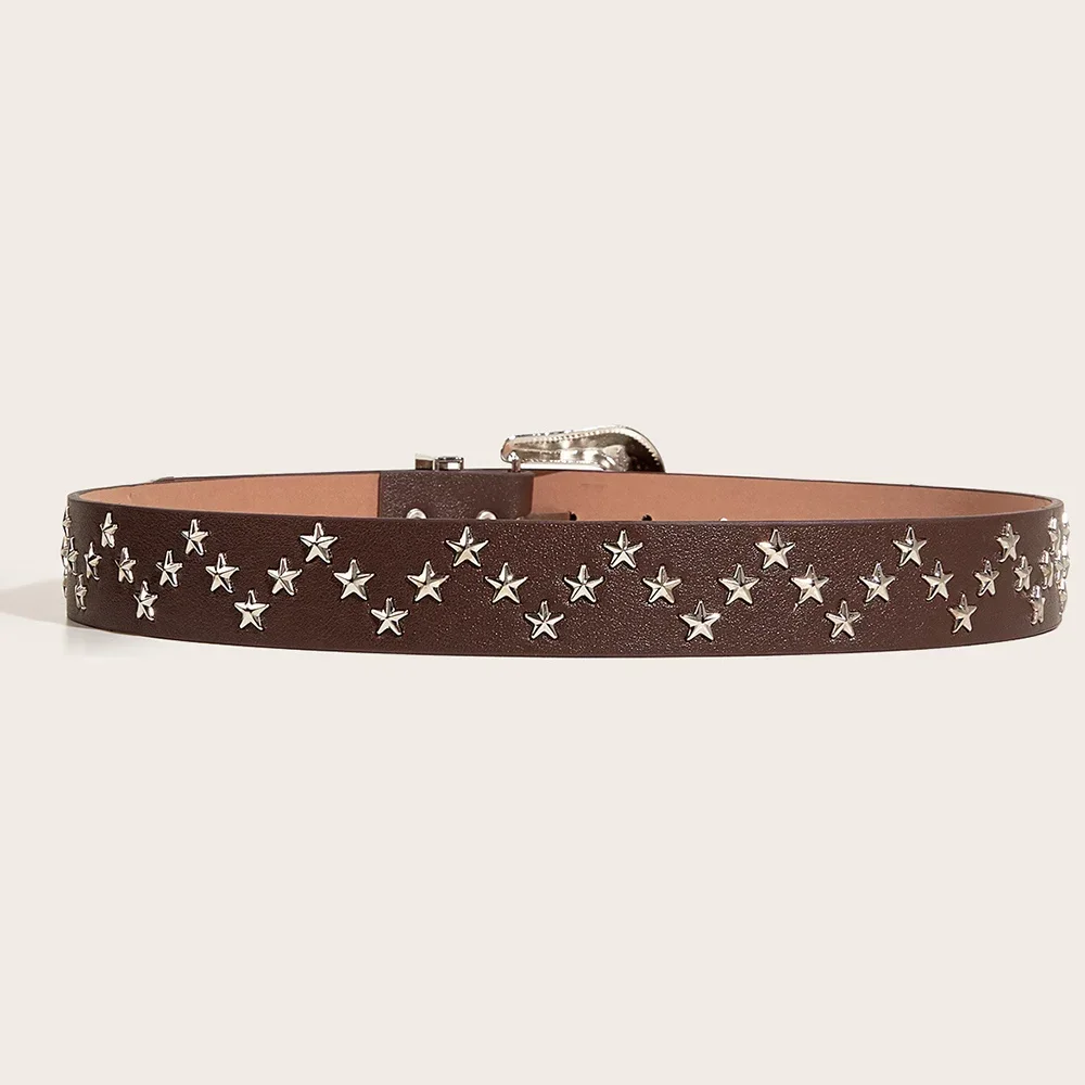 Vintage Star Rivet Belts Y2k Metal Buckle Brand Punk Rock Belt Gothic Pu Waistband Belt Women Men Jeans Pants Decor Accessories