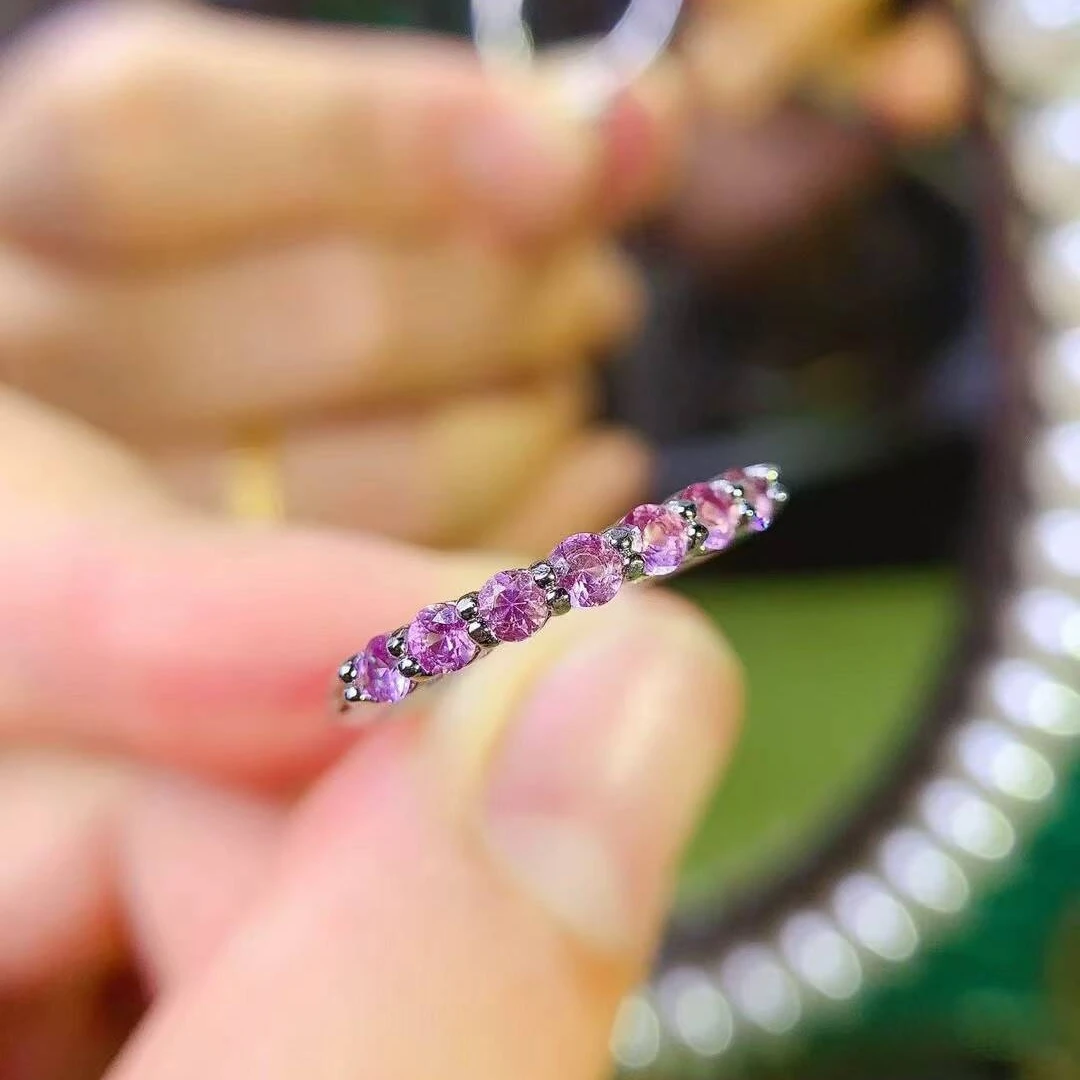 KJJEAXCMY high-grade Natural Women's Pink Sapphire Ring S925 Silver Colorful and splendid Crystal pure fire flash explosion