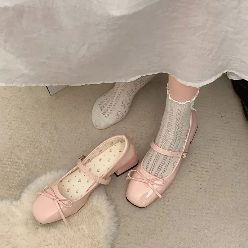 Vintage Mary Jane Flats für Damen, Schuhe mit Schleife und Rundzehe, Höhenerhöhende Casual Pumps für Damen, Perfekt für Röcke/Alltag/Arbeit – Detail 3