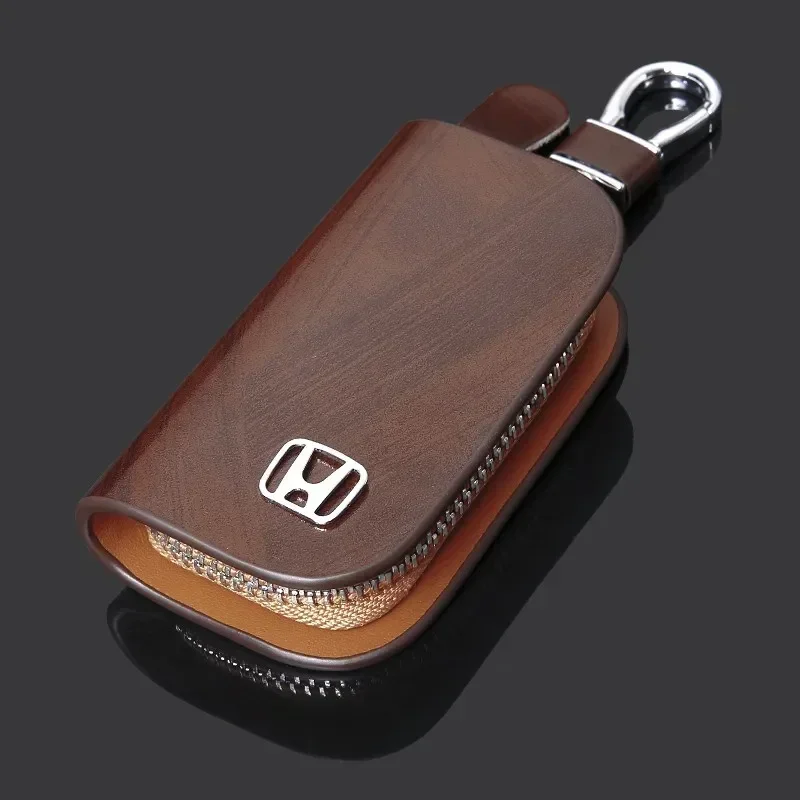 Leather Car Keychain Protective Bag Case for Honda Accord Crosstour CRV Civic City Odyssey HRV FIT Spirior Insight Elysion Calya