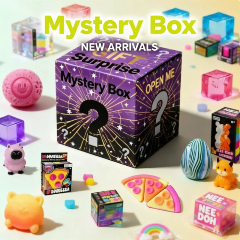 

New Arrival Mystery Surprise Box - Assorted Nee Doh Squishy Fidget Toys, Anti-stress Sensory Toys for Kids & Adults, Perfect Unboxing Gift