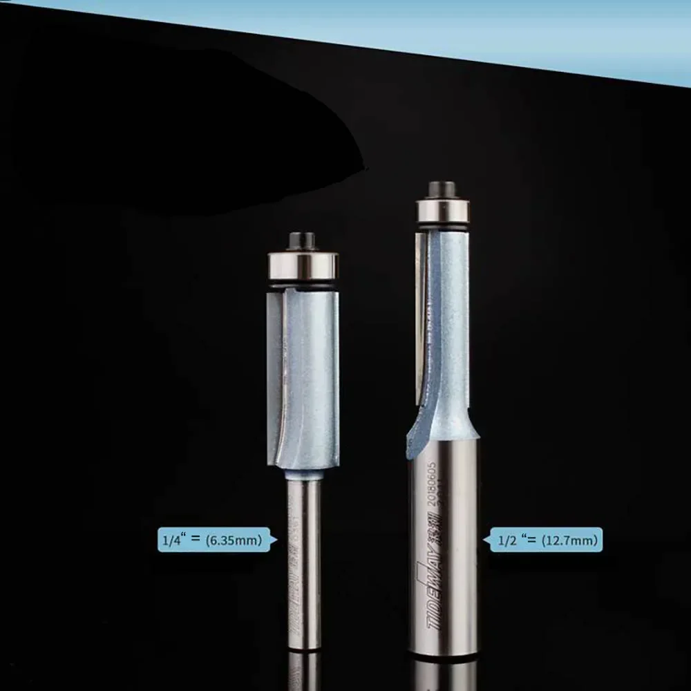 Tideway Industrial Grade Bearing Flush Trim Router Bit Lengthed Milling Bits for Woodworking Tool  1/2 1/4 Trimming CNC Cutter