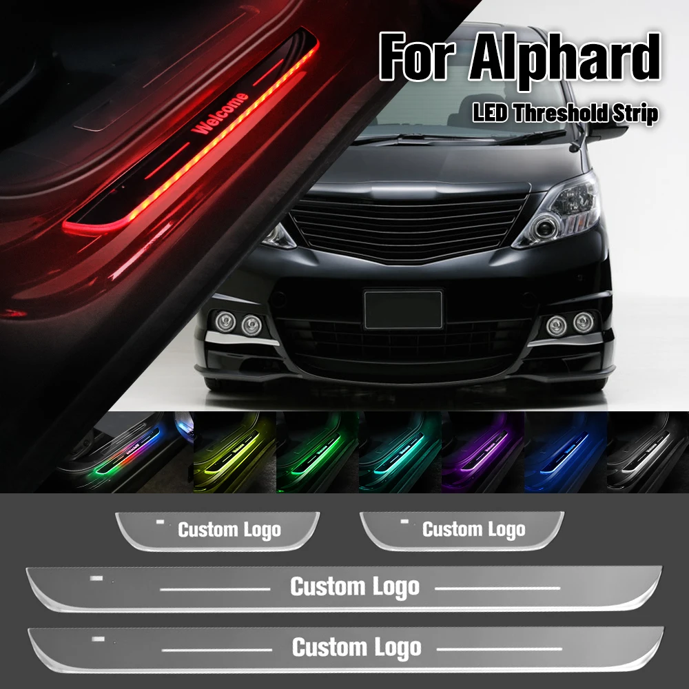 For Toyota Alphard 10 20 30 2002-2022 Car Door Sill Light Customized Logo LED Welcome Threshold Pedal Lamp Accessories