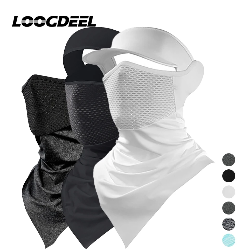 LOOGDEEL Cycling Face Mask With Brim Men Women Sunscreen Running Golf Dustproof Breathable Headwear Outdoor Anti-UV Sunshade Cap